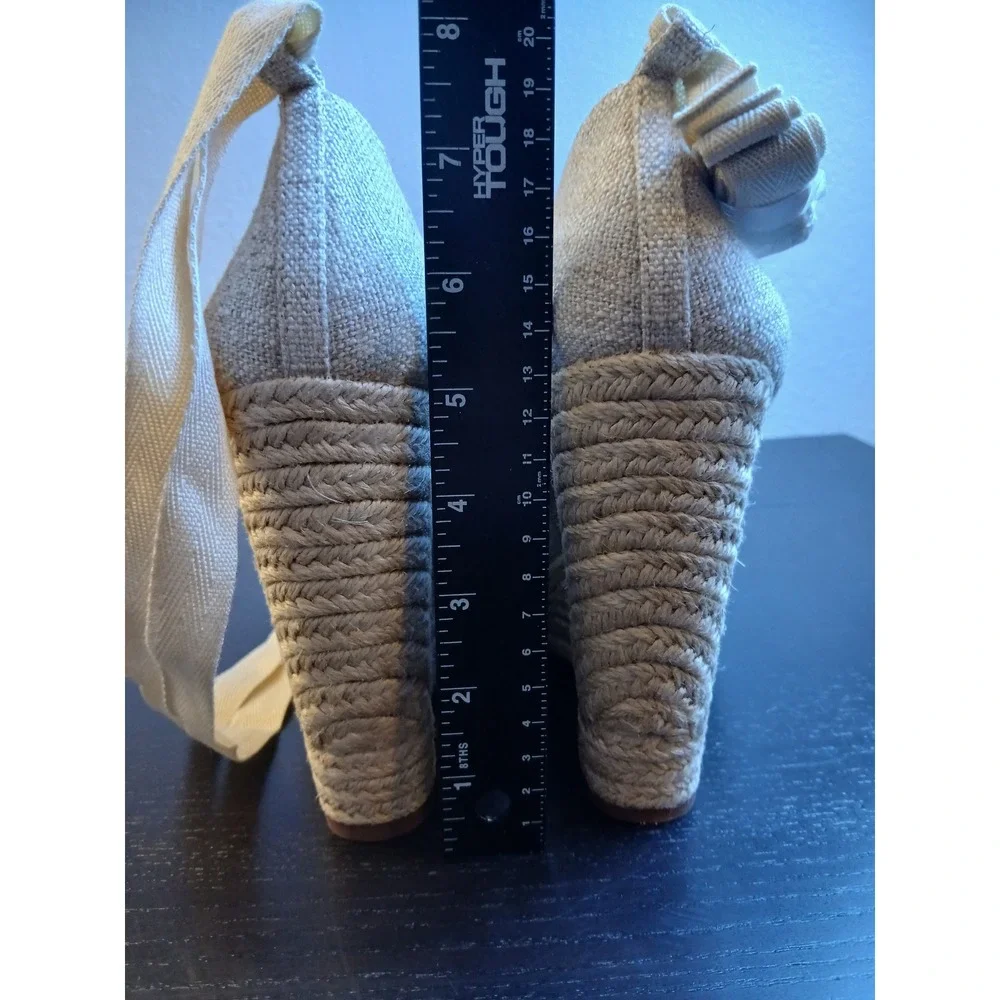 Jessica Simpson JS-ZEXIE Natural Two Tone Canvas Wedge Espadrille Pumps 9M